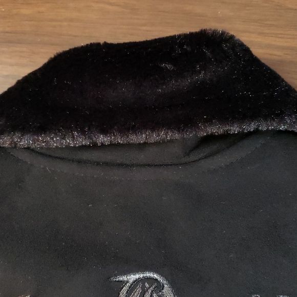 Harley-Davidson‎ Faux Fur & Suede Black Jacket Tribal Design Small - Picture 3 of 14